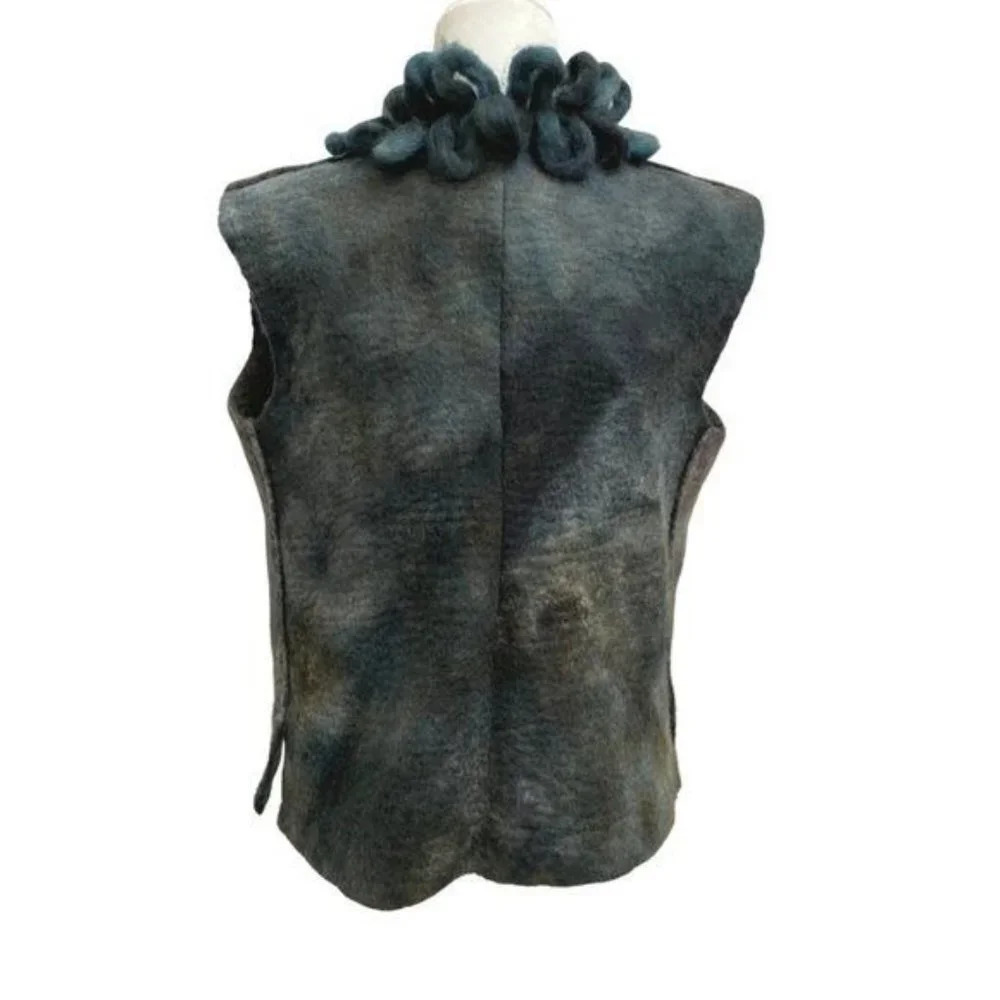 Handcrafted Felted Wool Grey Cotton Wool Vest - Picture 4 of 9